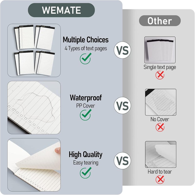 WEMATE 10 Pieces Notepad Holder Set Pocket Notebook - Included Mini Pocket Notepad Holder Set with 8 Memo Book Refills and Metal Pen for Meetings, Daily Records, and Notes 3 x 5 Inch (Brown) - Image 4
